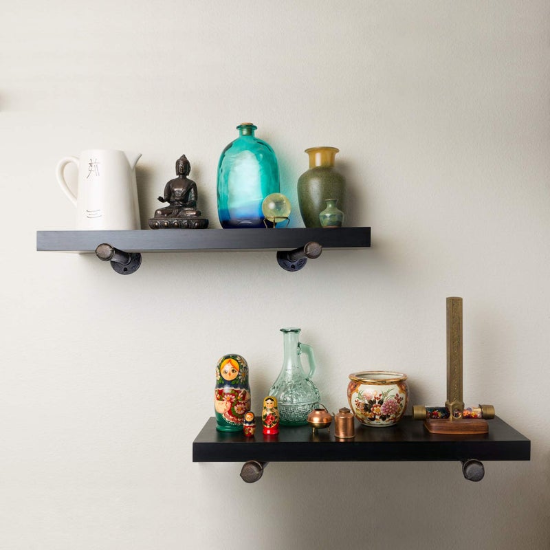 Home TZH 3/4" Industrial Black Iron Pipe Shelf Brackets, Rustic Wall Mounted DIY Shelving Brackets Hanging Custom Pipe Brackets for Floating Shelves(6, 10") - Image 5
